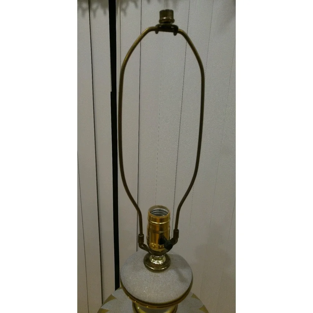 Vintage Gold Colored Glass Floral Pattern Table Lamp Square Brass Base Germany